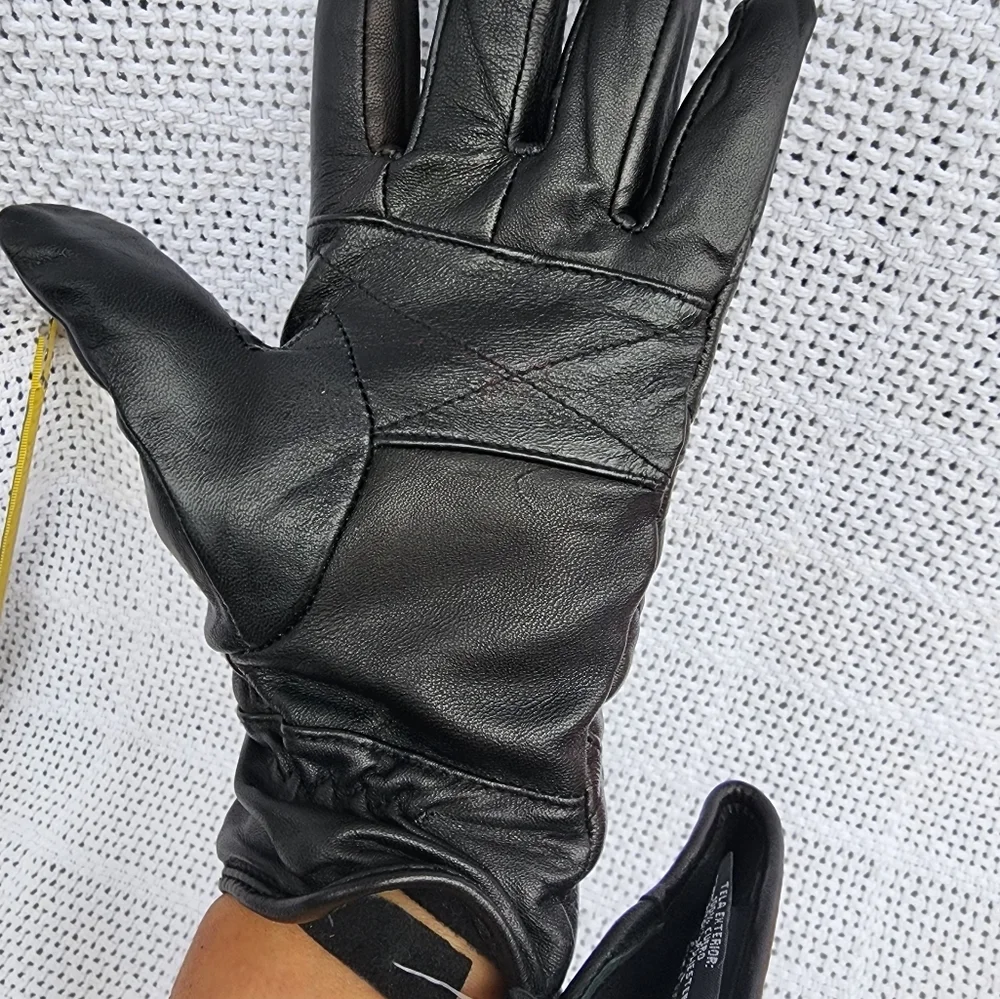 Vintage Newstock Black patchwork‎ gloves NWOT M